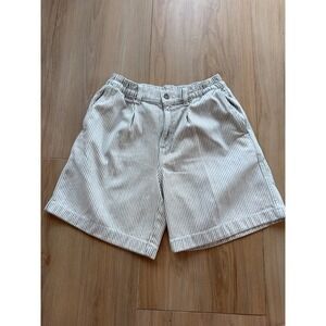 Aerie Women Blue White Hickory Stripe High Waisted Denim Shorts XS Pleated Front